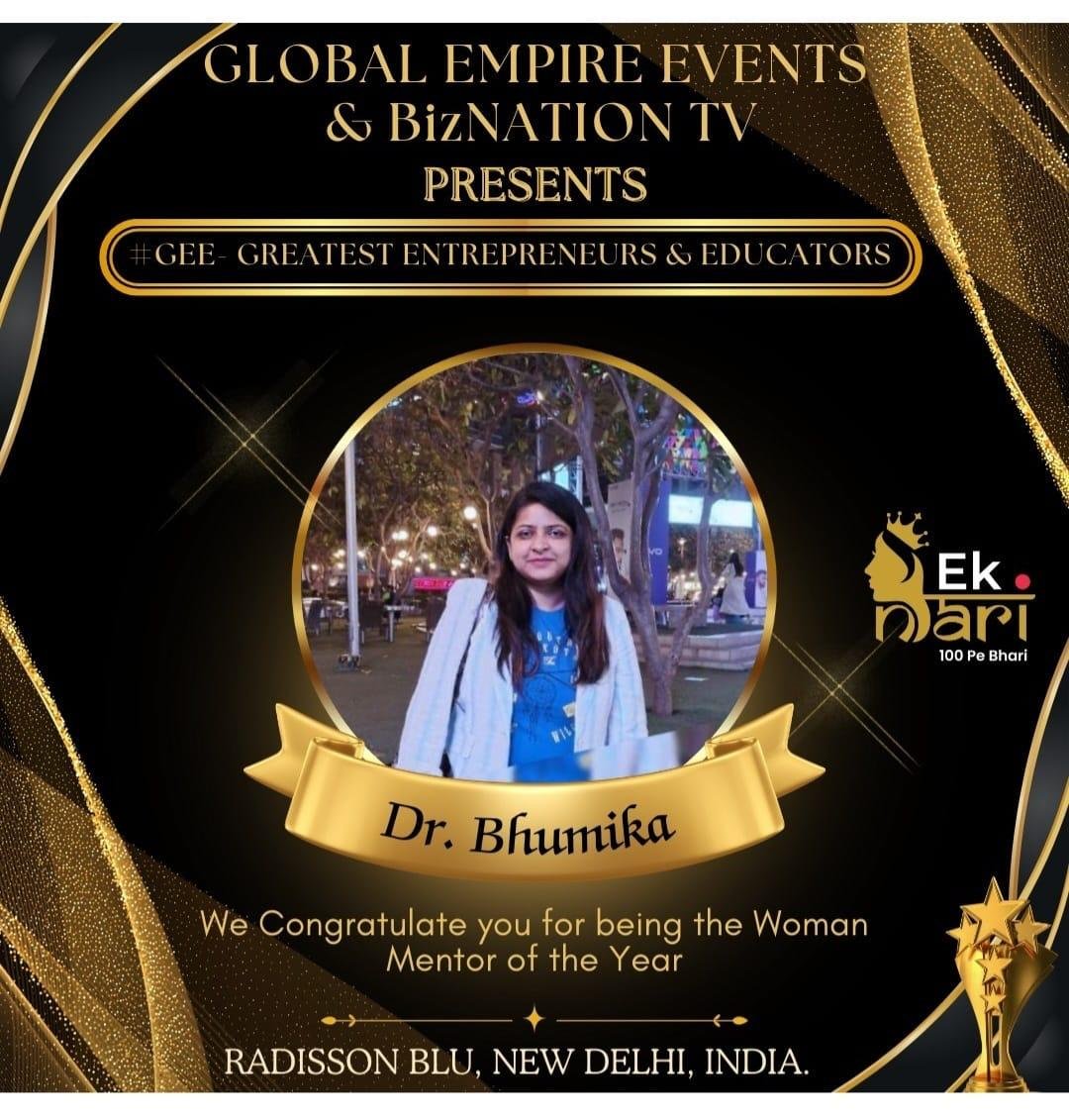 Award of Excellence — Dr. Bhumika Narang